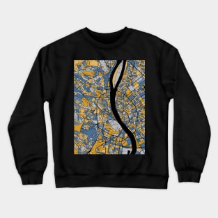 Budapest Map Pattern in Blue & Gold Crewneck Sweatshirt